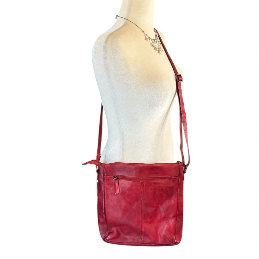 Braided Leather Crossbody Bag Purse Casual Genuine Leather 11” x 11” Red… - Picture 5 of 15